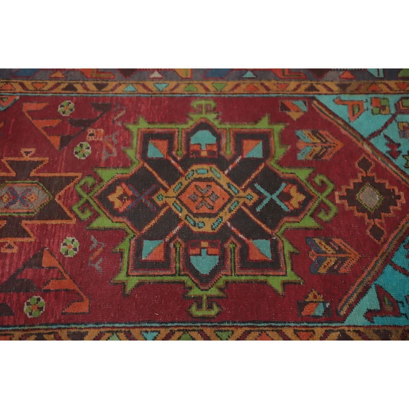 Hand Knotted Oriental 100% Wool Carpet Traditional Geometric Red Ardebil Runner Rug - 10' 2'' X 3' 3''