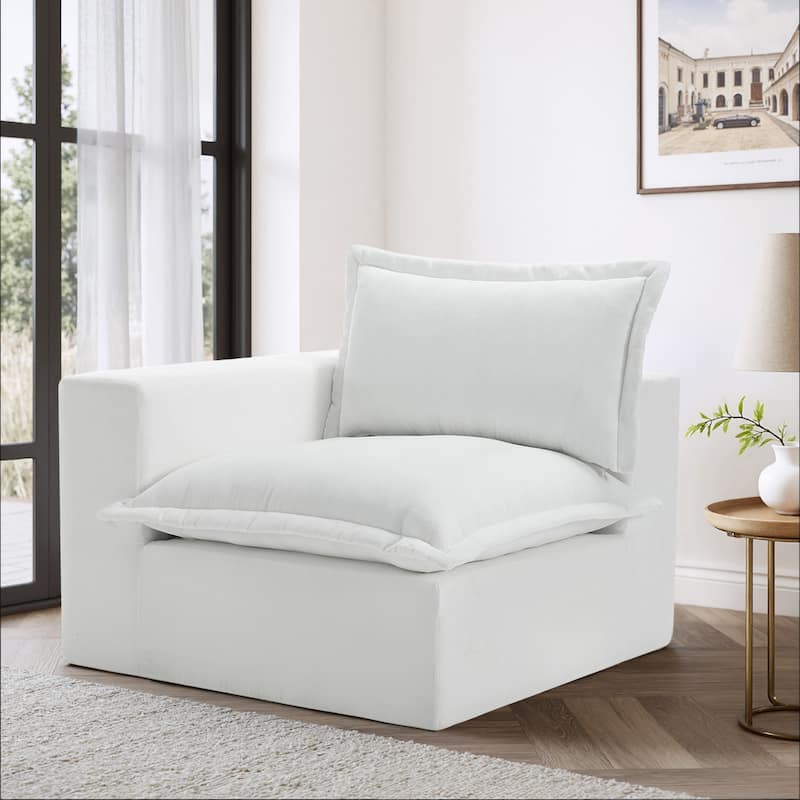 Comfy Cloud Couch Plush Modular Sectional Sofa For Living Room - Beige/Armchair left facing - Left Facing