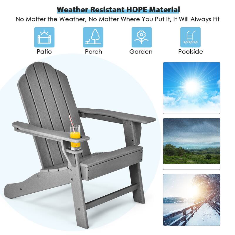 Costway 4PCS Patio Adirondack Chair Weather Resistant Garden Deck - 34'' x 31'' x 37''
