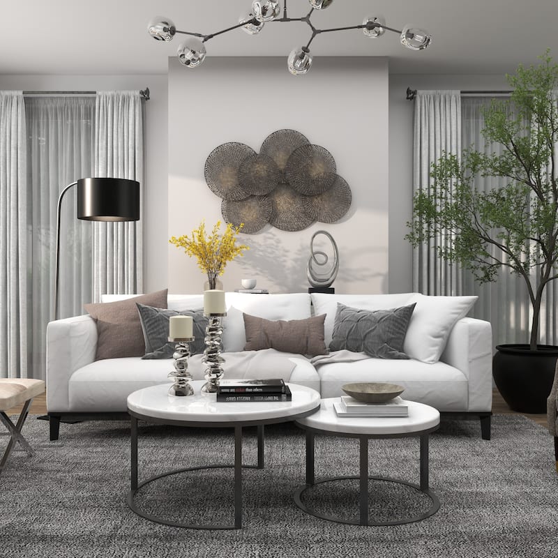 Black Metal Geometric Overlapping Perforated Plate Home Wall Decor