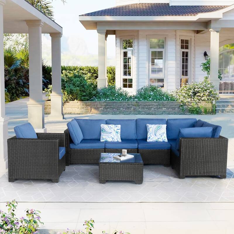 7 Pieces Outdoor Set Furniture Patio Furniture Sets Conversation Sets Balcony Furniture Outdoor Sectional