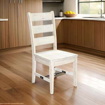 Rena Dining Chair Set of 2, Ladderback, Off-White Mahogany Wood