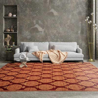 Hand Knotted Michaelian & Kohlberg Rust Tibetan 100% Wool Area Rug - 9' x 11' 10''