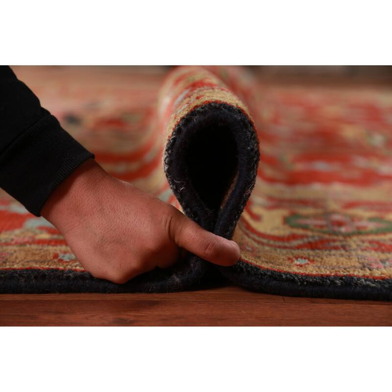 Geometric Heriz Serapi Oriental Area Rug Handmade Red Wool Carpet - 8'10" x 11'10"