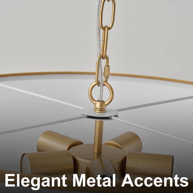 Starsky 5-Light White Fabric Drum Chandelier