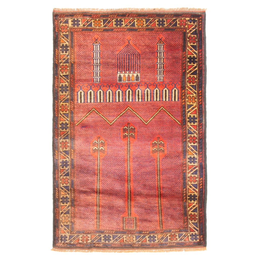 ECARPETGALLERY Hand-knotted Teimani Red Wool Rug - 2'8 x 4'6