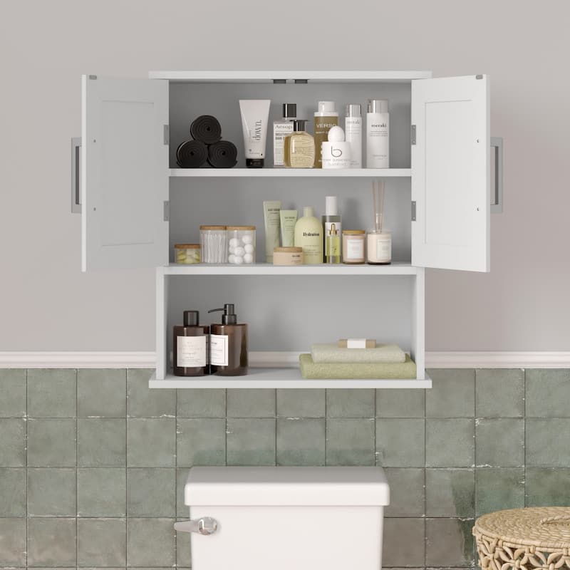 Wall-Mounted Medicine Cabinet Bathroom Storage Organizer with Shelves
