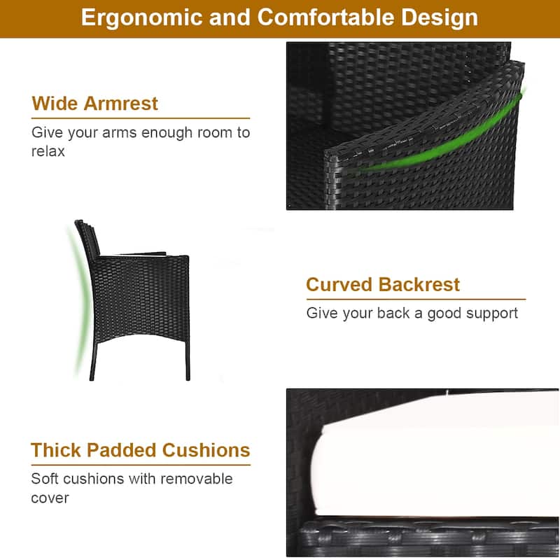 Costway Patio Rattan Conversation Set Seat Sofa Cushioned Loveseat - See Details