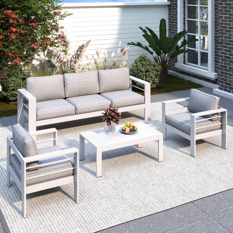 Royalcraft 4 Piece Aluminum Outdoor Patio Furniture Set