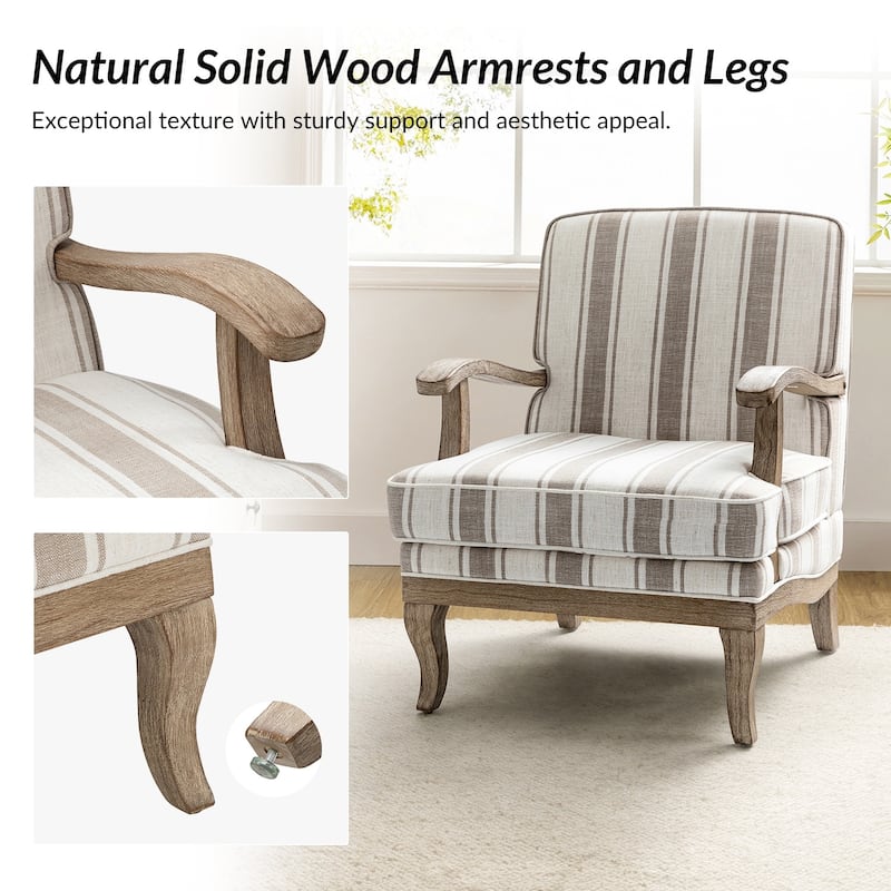 Rinaldo Farmhouse Upholstered Armchair with Solid Wood Legs by HULALA HOME