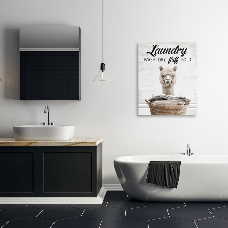 Stupell Wash Dry Fluff Laundry Canvas Wall Art Design By Lettered and Lined