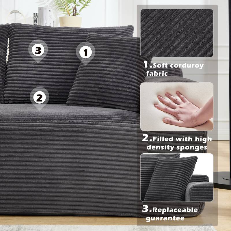 108.7" Modular Sectional L-Shape 3 Seat Memory Foam Couch Sofa