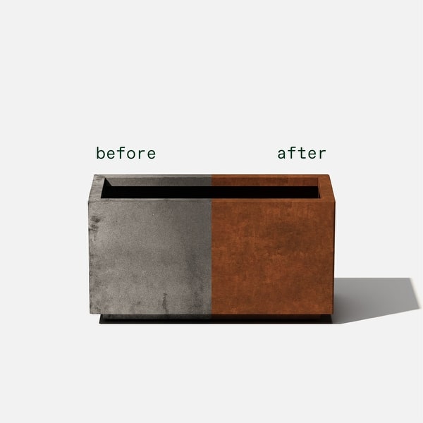 dimension image slide 1 of 8, Corten Steel Series Long Box Planter