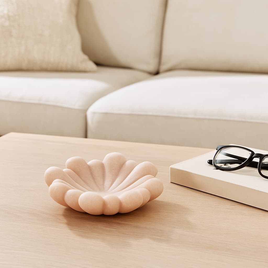 Decorative Flower Shape Quartz Accent Bowl - Home Decor - 17" Pink - 7.0"