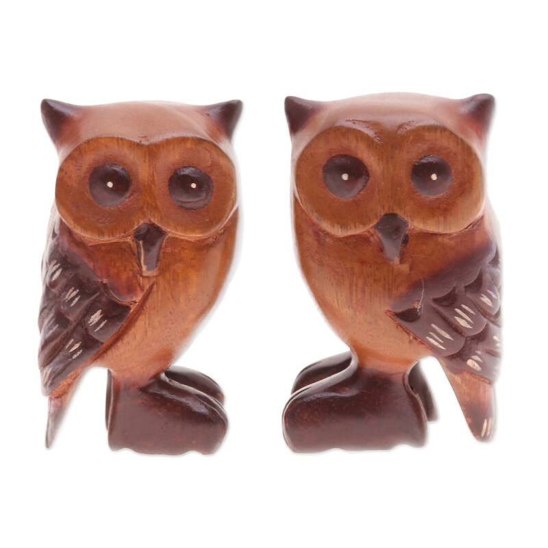 Novica Handmade Twin Wisdom Wood Figurines (Set Of 2)