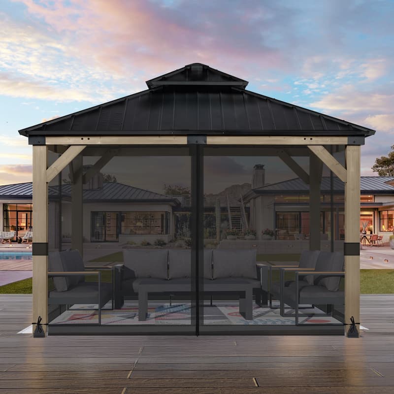 Aoodor 12'x12' Replacement Gazebo Mosquito Netting 4-Panel Sidewalls