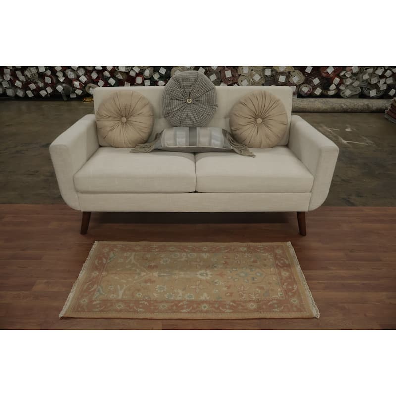 Hand Knotted Oriental 100% Wool Carpet Traditional All-Over Brown Ziegler Area Rug - 3' 10'' X 2' 0''