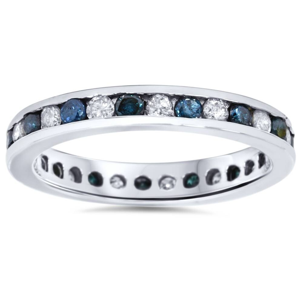 Pompeii3 0.95ct Diamond Eternity Ring - 14K White Gold, Round Brilliant, Stackable
