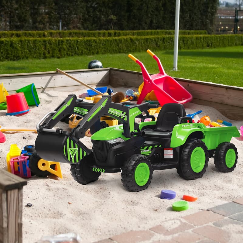 Electric Vehicles with Remote Control, Digger, LED Lights, Music, Ride On Car Toy for Kids