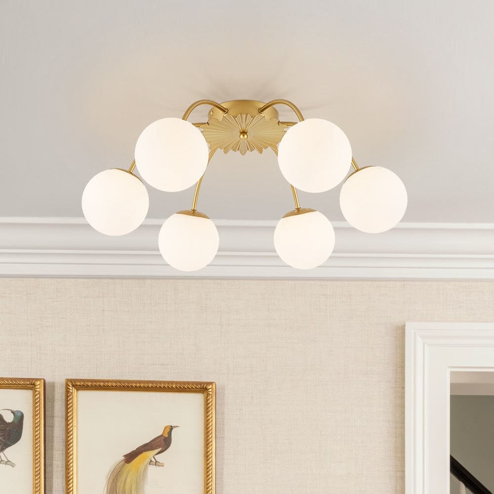Option Brass-6 Light Semi Flush Mount