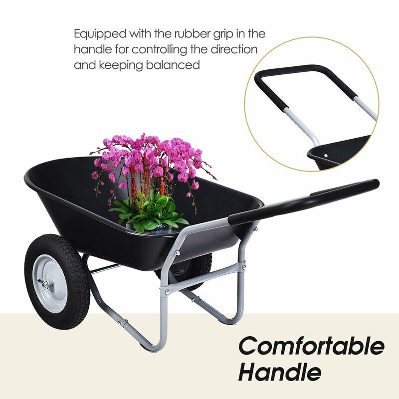 Costway 2 Tire Wheelbarrow Cart Heavy-duty Dolly Utility Cart