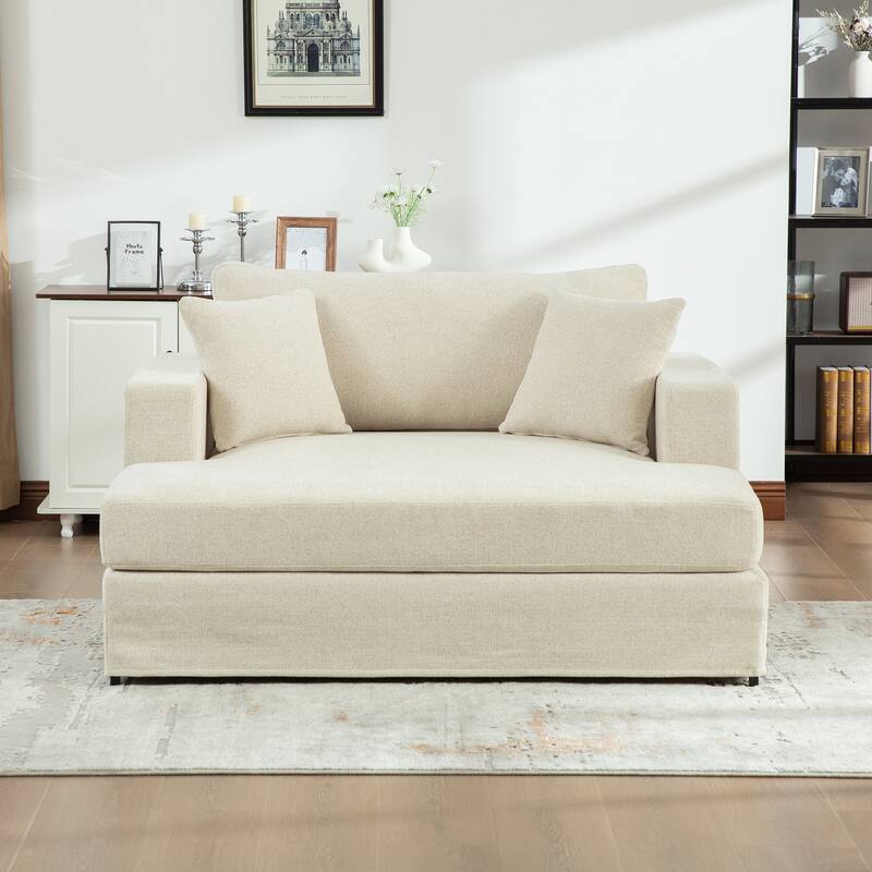 56.3" Wide Extra Large Chenille Sofa Bed, Sturdy Metal Legs, Strong Load-Bearing for Living Room, Bedroom, Apartment