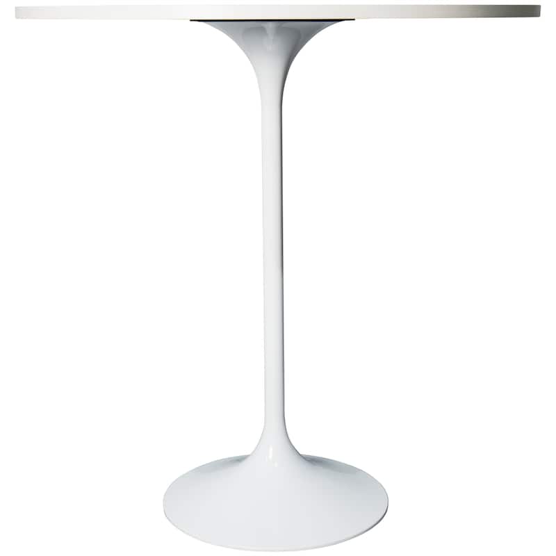 LeisureMod Verve 36" Round Dining Table with MDF Wood TableTop and White Steel Base for Kitchen & Dining Room