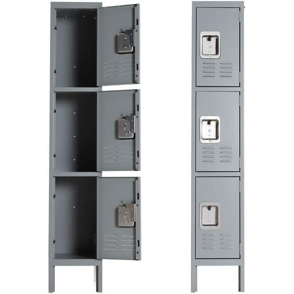 Metal Storage Locker with 3 Door Cabinet Locker for Gym,Home,School 3-Tier Locker Employees Lockers for Office Blue Steel