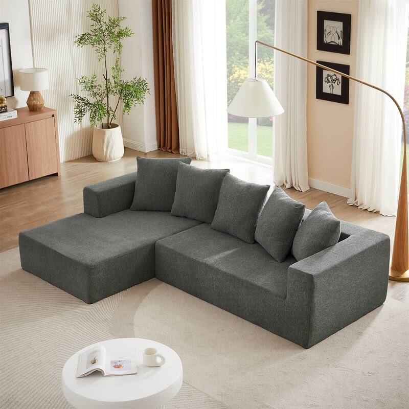 Minimalist Style Modular Sectional Sofa - Grey