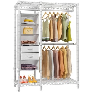 Garment Rack Clothes Rack, Closet Wardrobe with Shelves Freestanding ...