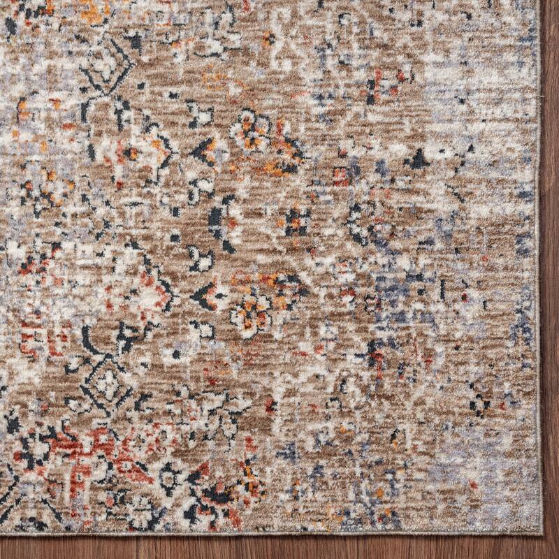 Earth Tones/Pewter Transitional Area Rug