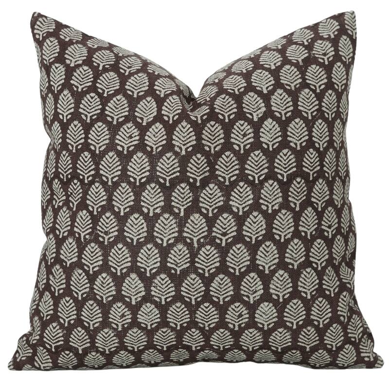 Fabdivine Heavy Linen Floral Pillow Cover for Rustic Fall Home Accent Decorative Sofa Couch Brown Cushioncase, Sangmarmar - Pillow Covers - Sangmarmar- Chocolate Brown - 14" x 36"
