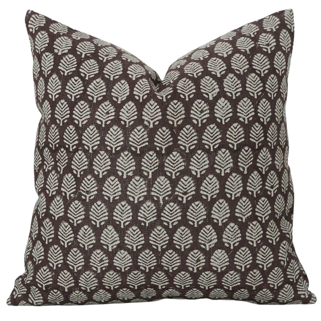 Fabdivine Heavy Linen Floral Pillow Cover for Rustic Fall Home Accent Decorative Sofa Couch Brown Cushioncase, Sangmarmar