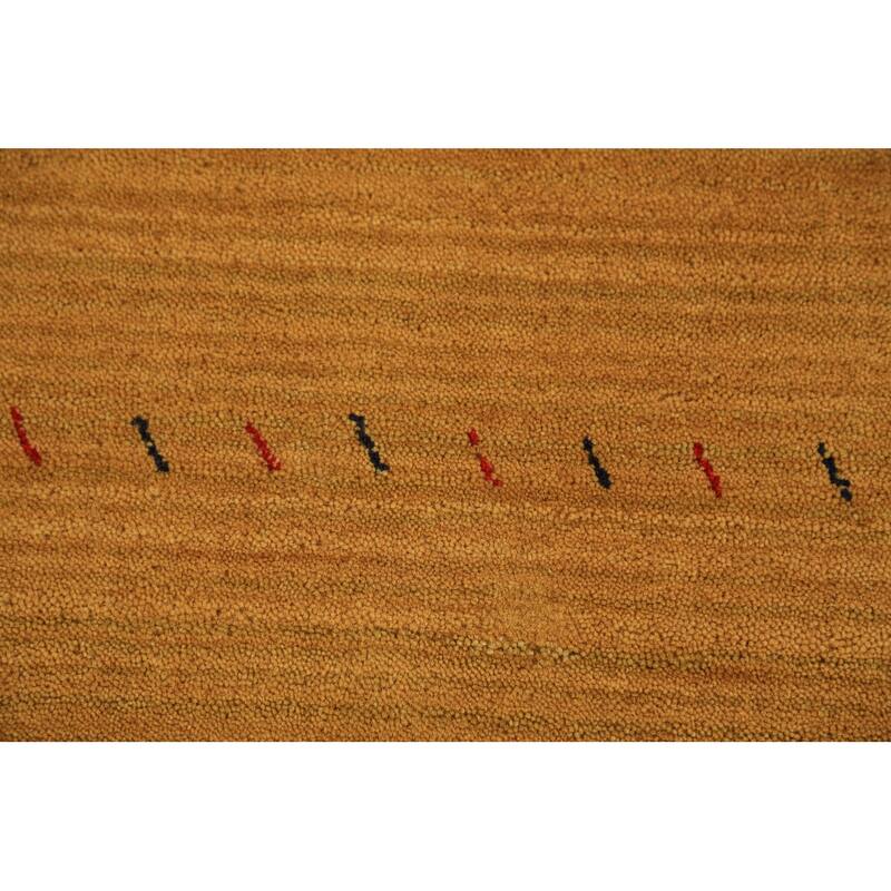 Tribal Gold Gabbeh Oriental Area Rug Hand-Knotted Wool Carpet - 5'5" x 7'7"