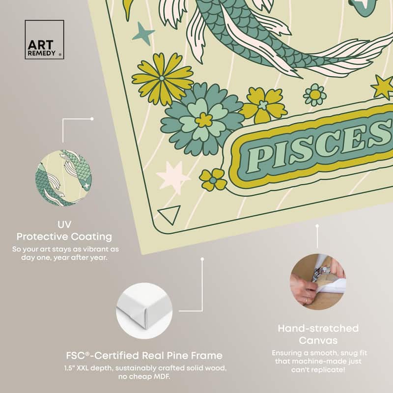 Pisces Stars Card Canvas by Art Remedy, Gallery Wrapped