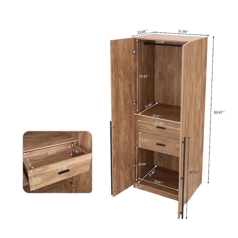 Manhattan Comfort Lee Modern Freestanding 3-Piece Module Wardrobe Closet Armoire