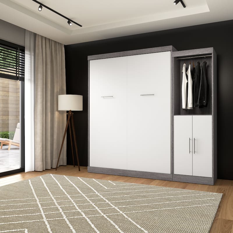 Nebula Queen Murphy Bed with Closet Organizer (90W) by Bestar