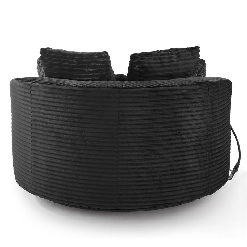 GDFStudio - 360° Swivel 55.9" Corduroy Upholstered Barrel Accent Chair