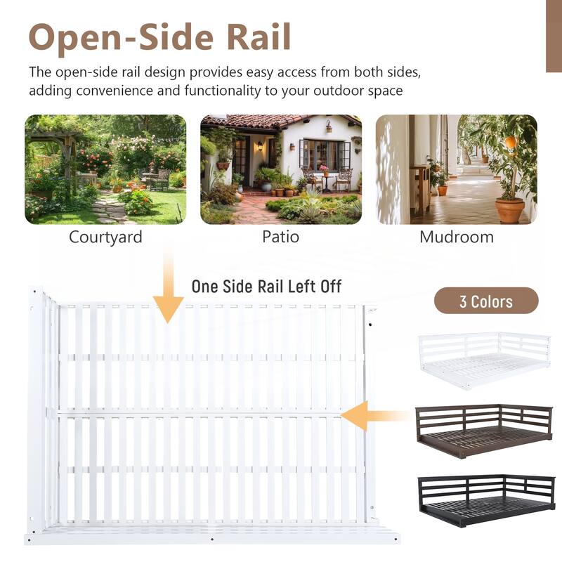 Acacia Wood Porch Swing Bed
