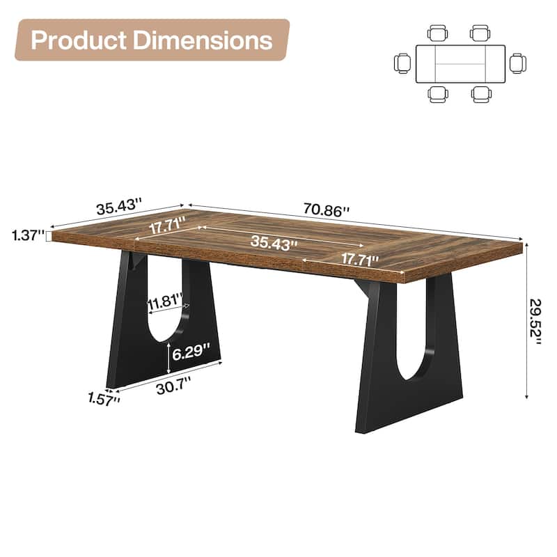 Oak Large Dining Table Wood Rectangular Kitchen Table for Dining Room