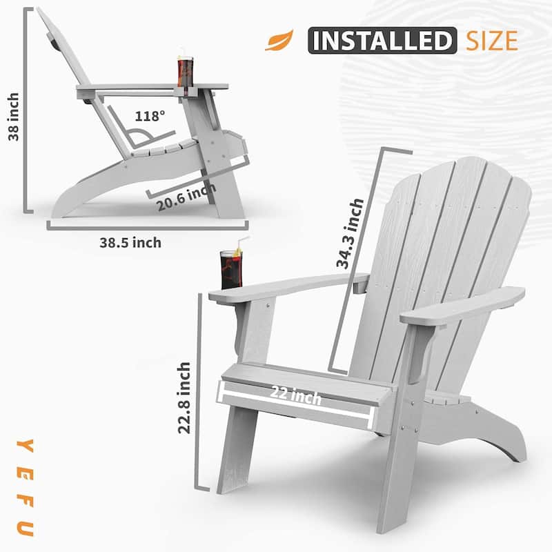 WINSOON HIPS Oversized Adirondack Chair with Cup-Holder