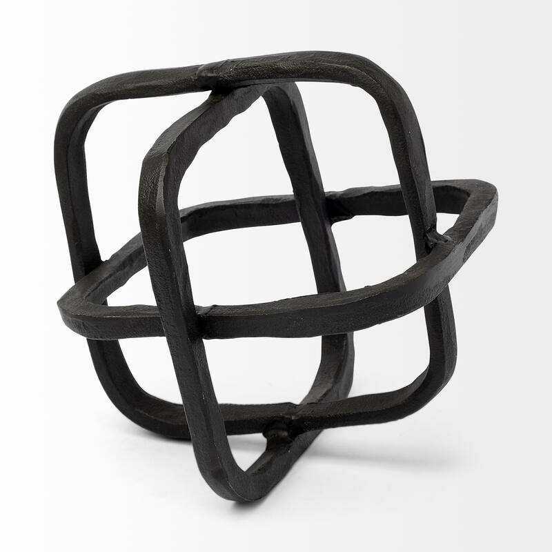 Metal Cube Shaped Link Sculpture - 9" W x 9" D x 9" H