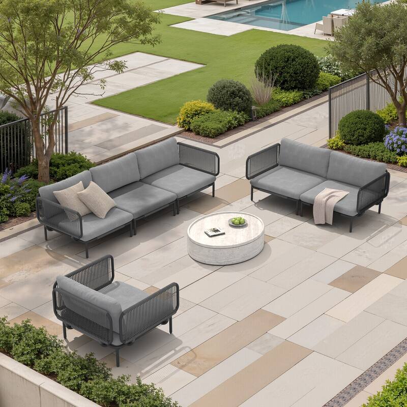 DIY Free Combination Outdoor Patio Furniture Cushion Sectional Sofa Set - DarkGrey