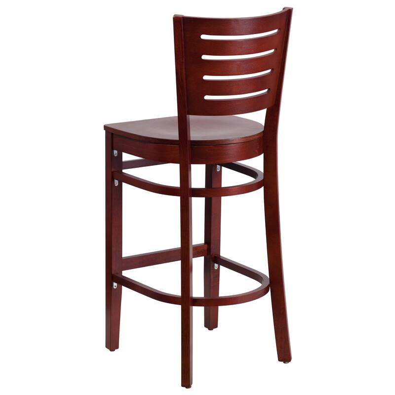 2 Pk. Darby Series Slat Back Wooden Restaurant Barstool - 16.75"W x 18"D x 43.5"H - 16.75"W x 18"D x 43.5"H