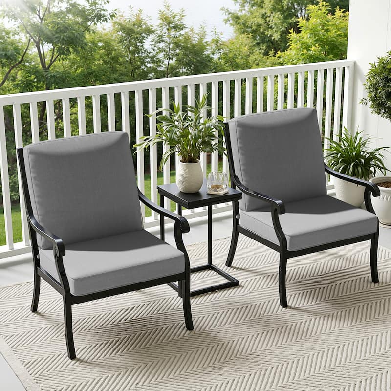 21 W in x 22 D in Outdoor Deep Seat Chair Cushion Set Dining Patio Chair Pad Set - 2-Seater - Light Grey