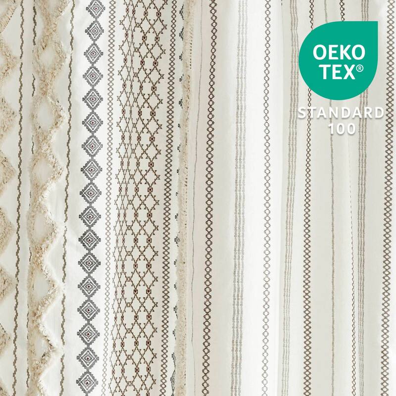 INK+IVY Imani Cotton Printed Shower Curtain with Chenille