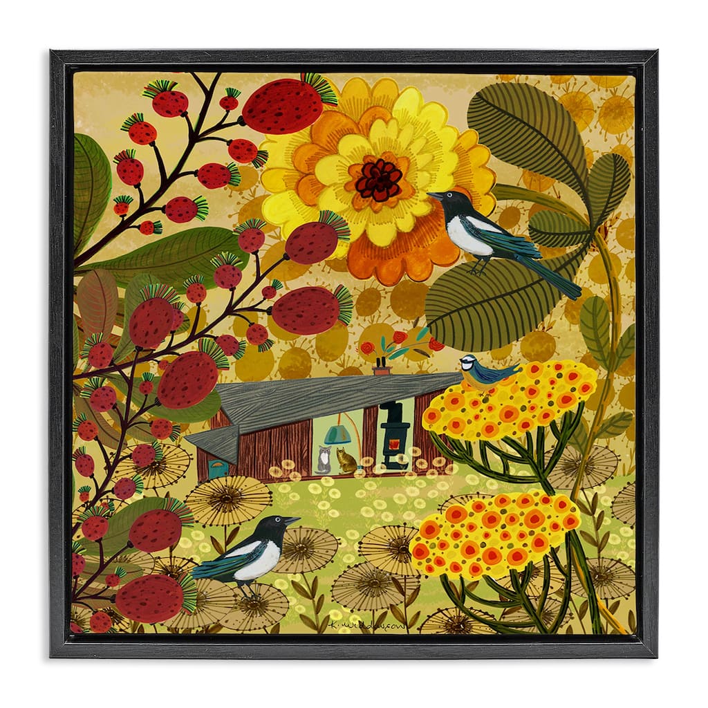 Stupell Warm Autumnal Cottage Framed Floater Canvas Wall Art Design By Kay Widdowson