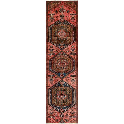 Fine Vintage Distressed Meruert Pink/Navy Runner - 2'4" x 9'0"
