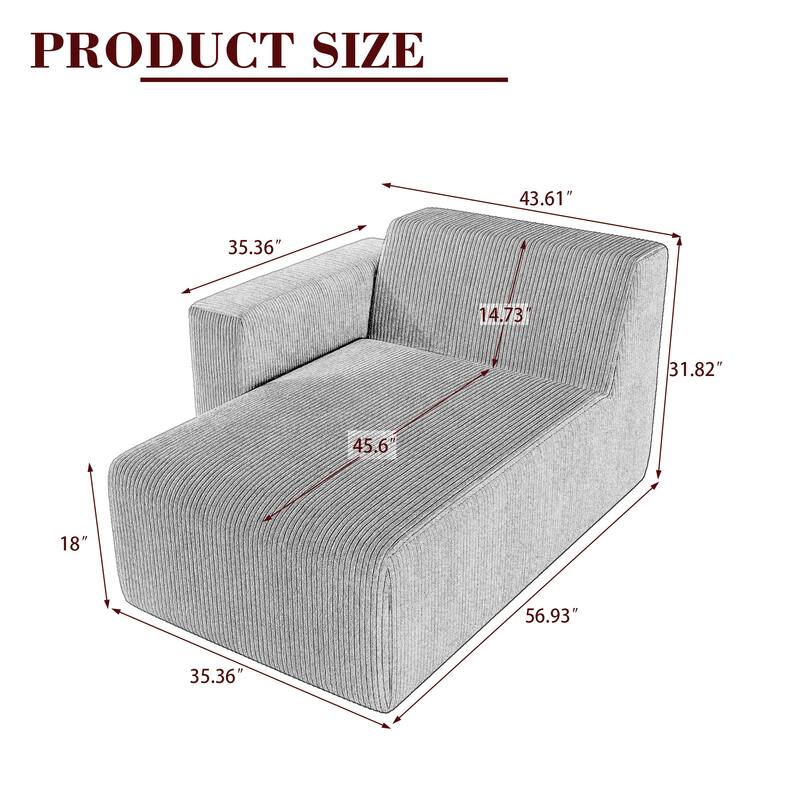 Modern No Assembly Required Sectional Chaise Lounge Side Sofa