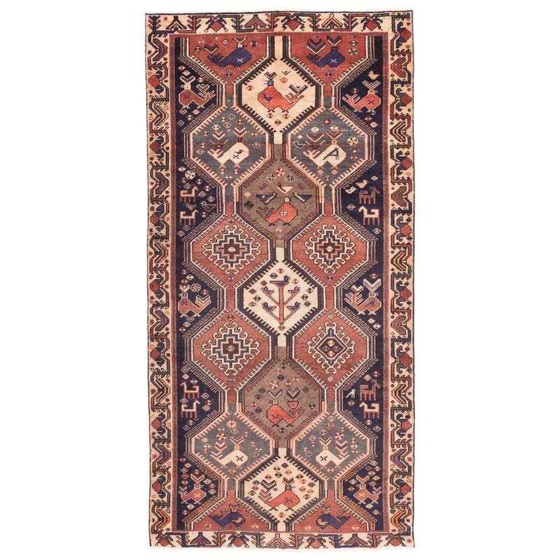 ECARPETGALLERY Hand-knotted Kayseri Vintage Dark Copper, Dark Navy Wool Rug - 4'8 x 9'6